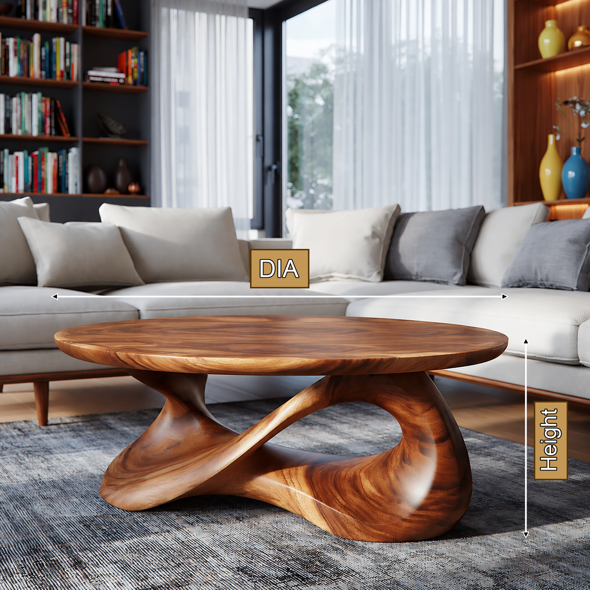 Orlessa Sculpted Solid Wood Coffee Table