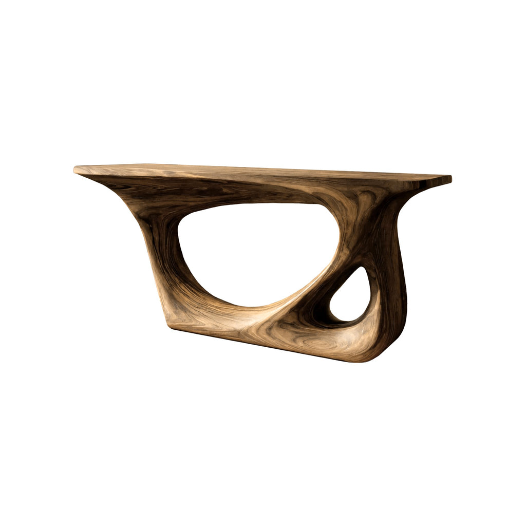 Virel Sculpted Solid Wood Console Table